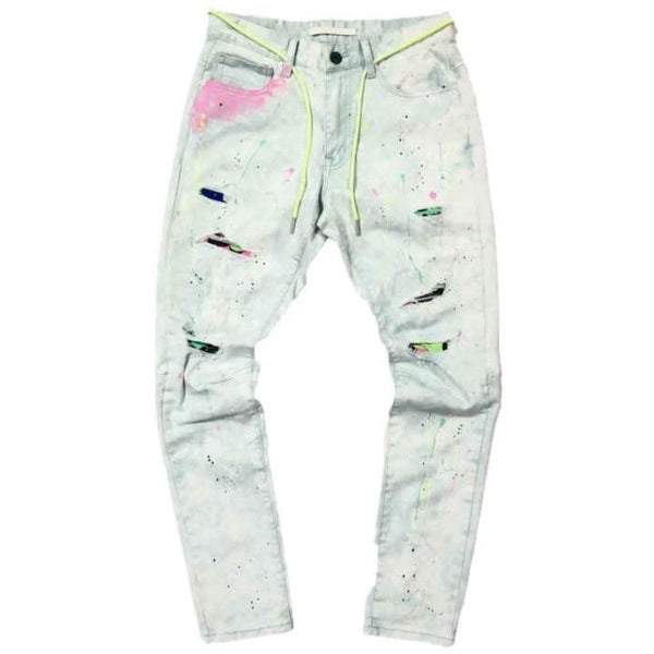 MENS PREMIUM SPAN DENIM SET PANTS W/ PAINTING